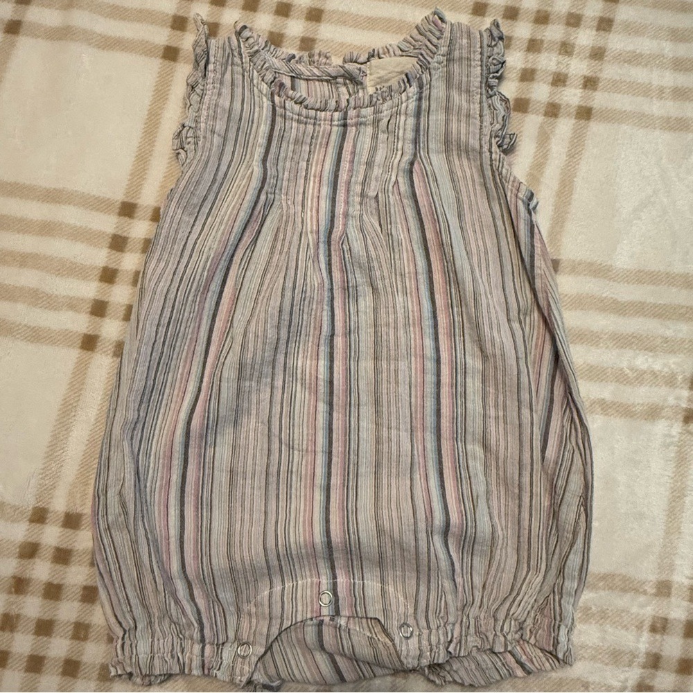 Vignette Baby Girls Multi Color Striped Ruffle Bubble Romper 12-18M